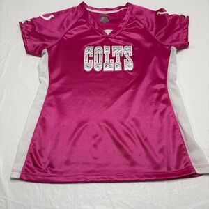 1st & Fashion Indianapolis Colts Pink Laced Jersey Shirt Women’s Large